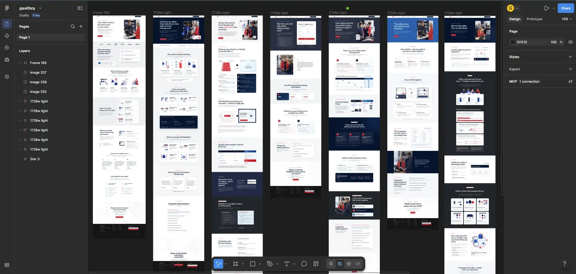 Retailhub website designs in Figma
